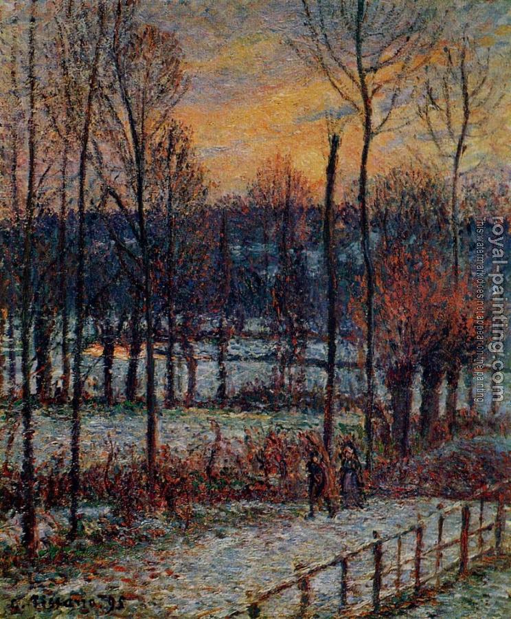 Camille Pissarro : The Effect of Snow, Sunset, Eragny